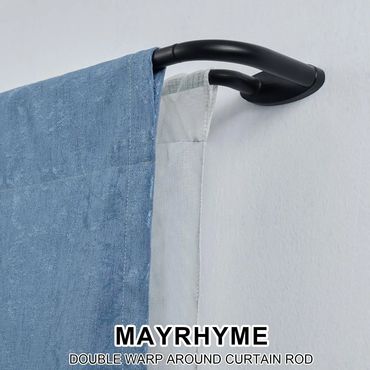 Double Curtain Rods Matte Black,Room Darkening Drapery Rod 28-48 Inches,Adjustable 3/4 Inches Front and 5/8 Inches Back Quality Metal Rod for Window,Wrap around Design