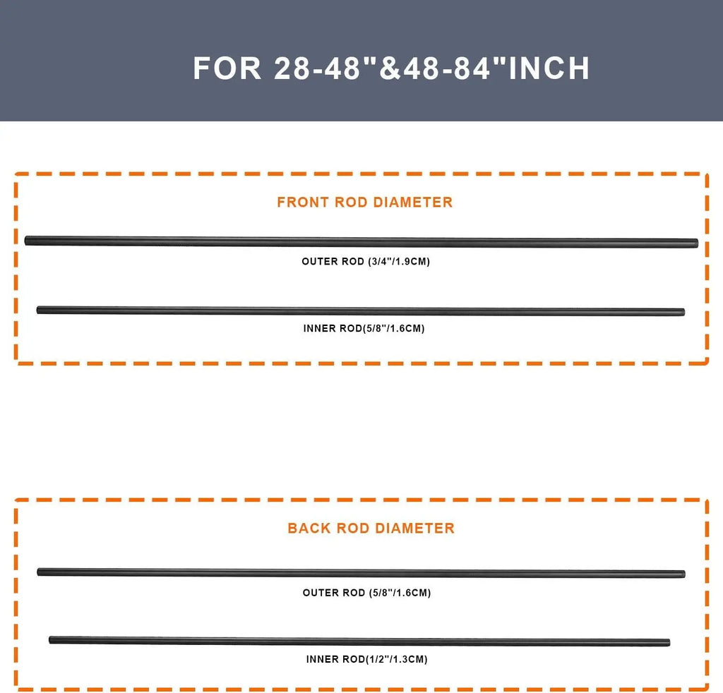 Double Curtain Rods Matte Black,Room Darkening Drapery Rod 28-48 Inches,Adjustable 3/4 Inches Front and 5/8 Inches Back Quality Metal Rod for Window,Wrap around Design