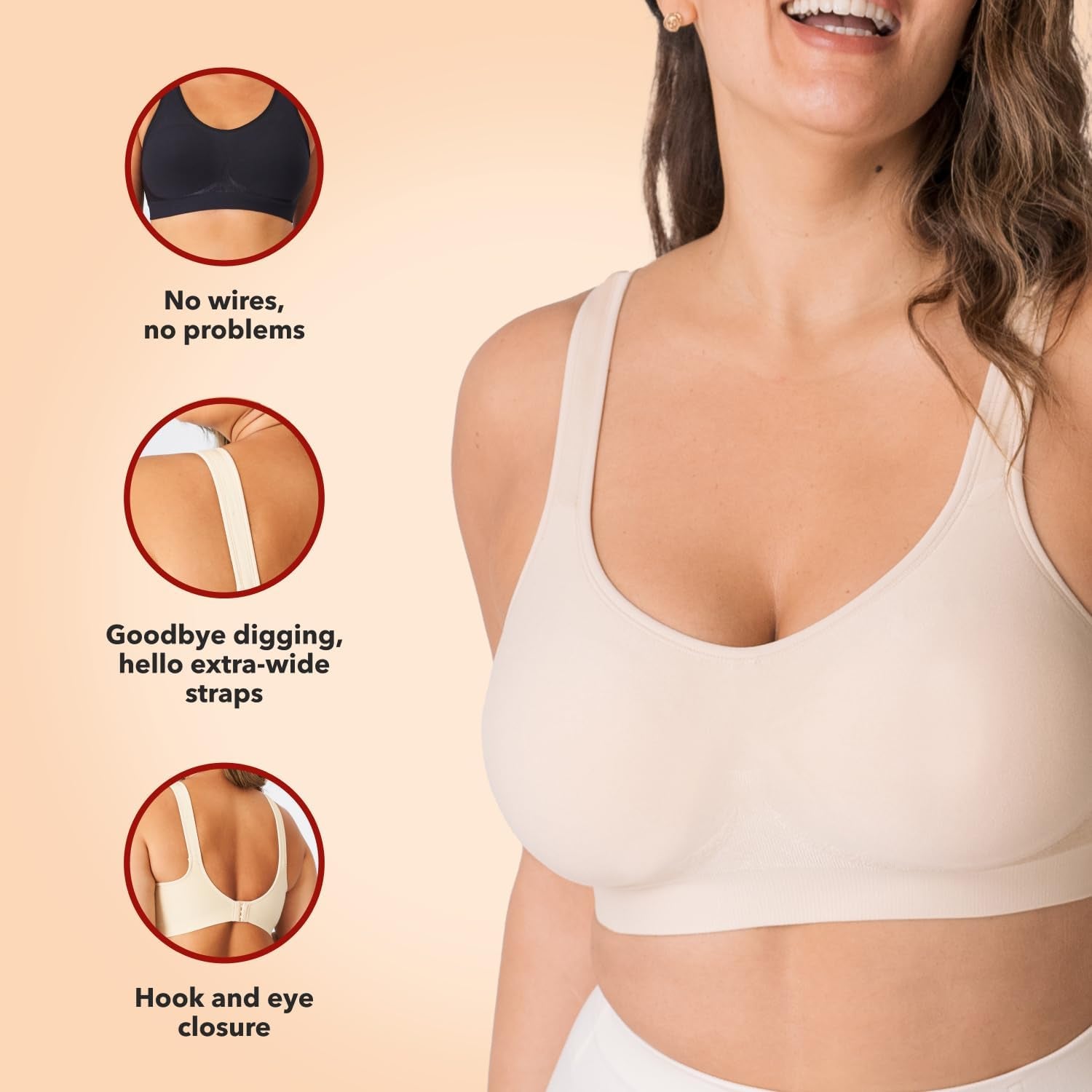 Bras for Women - Comfortable Wireless Support Bra, Seamless Full Coverage No Underwire Bra for Everyday Comfort