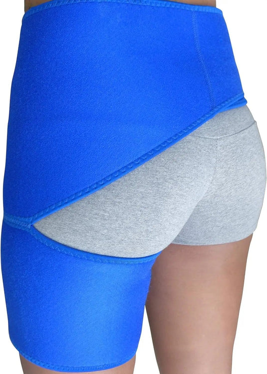 Hip Brace for Sciatica Pain Relief, Thigh Injury, Hip Fleхоr Strain, Pulled Groin Muscles, Hamstring Pull, Sacroiliac SI Joint, Sciatic Nerve, Lower Back Pain - Compression Ortho Support Stabilizer Wrap for Men, Women (Blue)