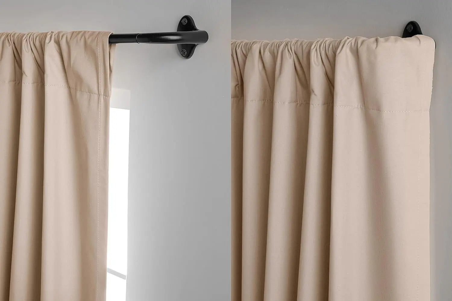Adjustable Room Darkening Blackout Curtain Rod - 28" to 48", Black
