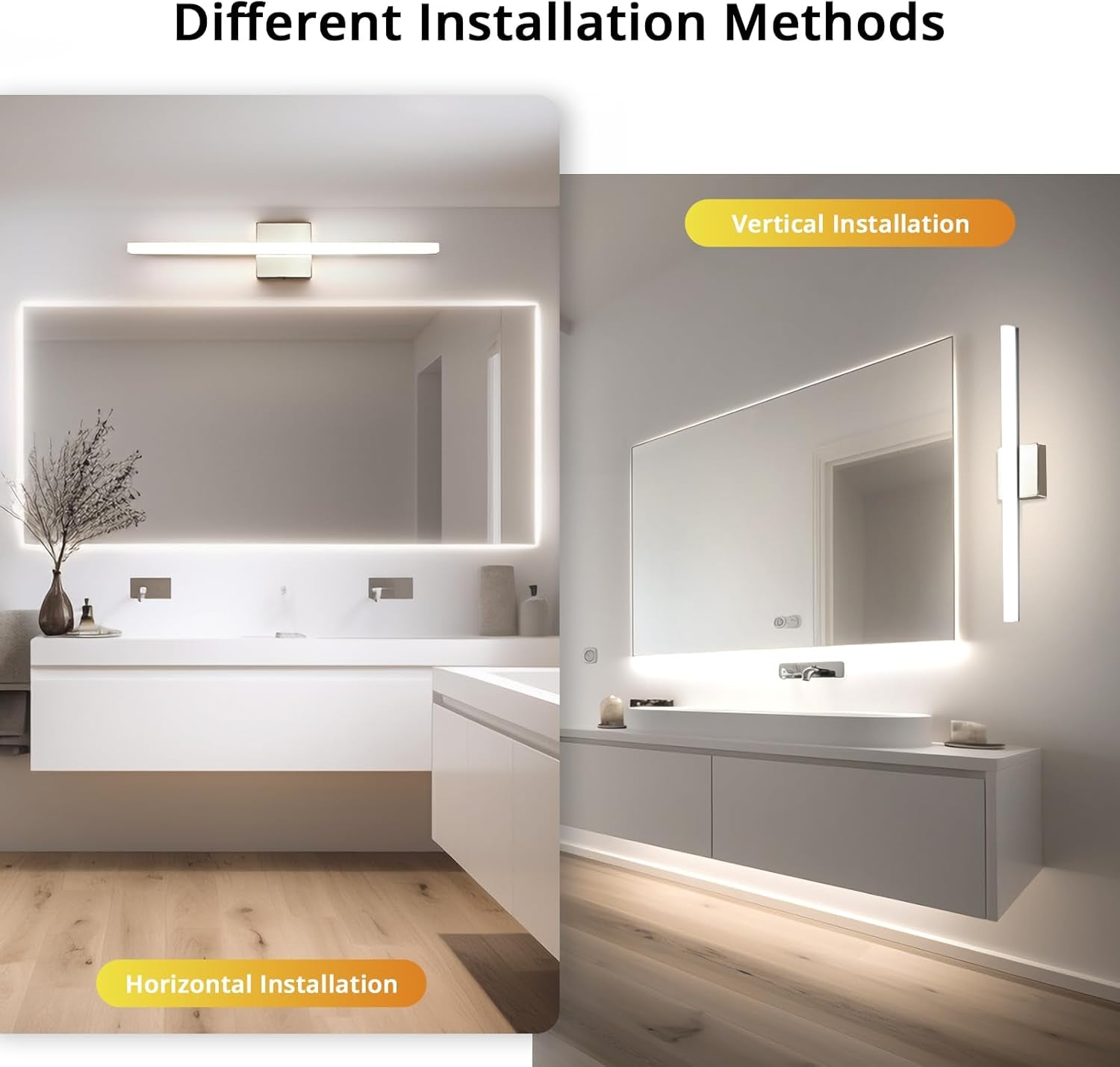 LED Bathroom Vanity Light Bar 24Inch 14W IP44 Chrome Shining over Mirror Lighting Fixture Indoor Wall Sconces Modern Bright White 4000K