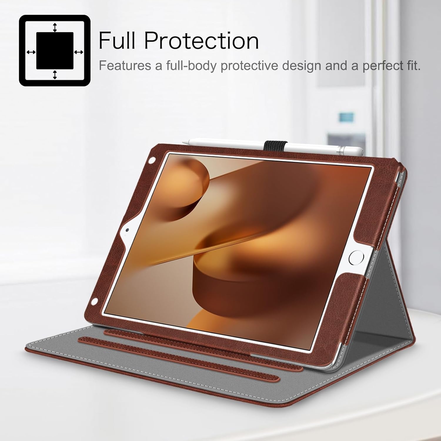Case for Ipad 6Th / 5Th Generation (2018 2017 Model, 9.7 Inch), Ipad Air 2 / Air 1 (9.7 Inch) - [Corner Protection] Multi-Angle Viewing Stand Cover with Pocket, Vintage Brown