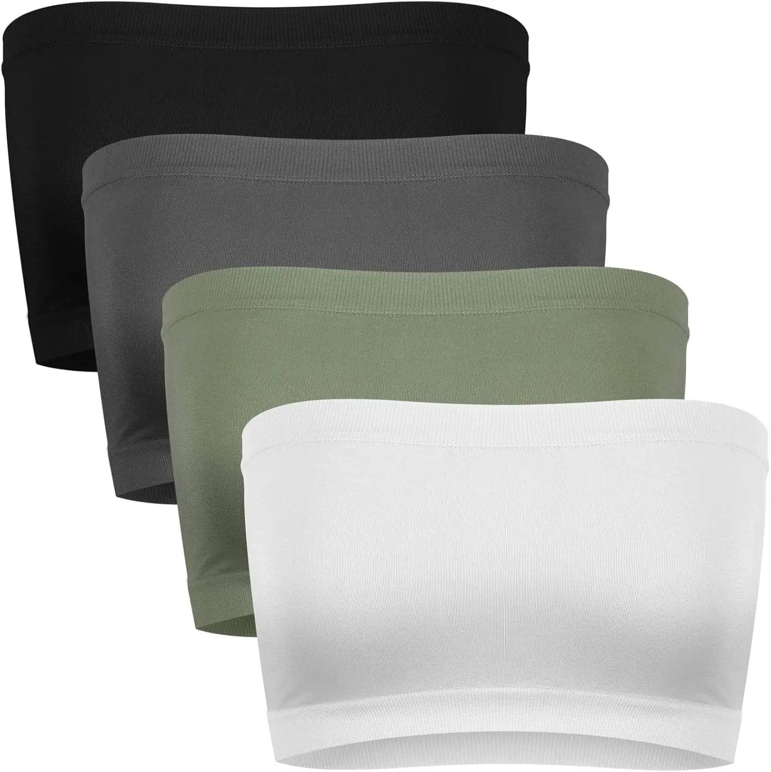 4 Pack Women Tube Tops Summer Non-Padded Seamless Bra, 4 Colors