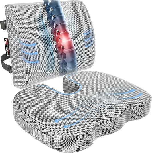 Office Chair Cushion and Back Support for Office Chair, Lumbar Support Pillow, Memory Foam, Non Slip Sitting and Back Rest for Gaming, Car Seat Cushion, Chair Pad