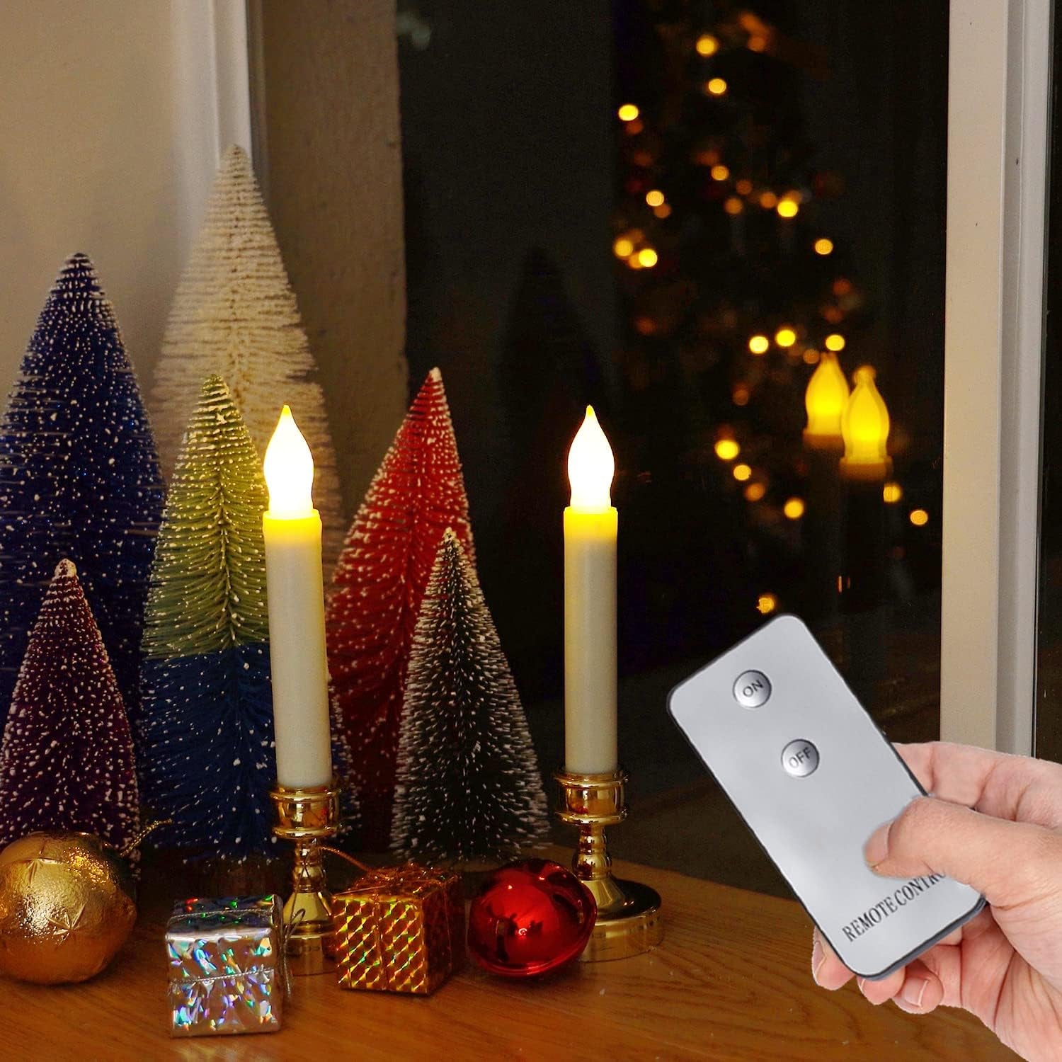 LED Flameless Taper Candles Battery Operated with Remote, Flickering Warm White Light, Set of 12 Fake Candles for Halloween, Christmas, Decoration