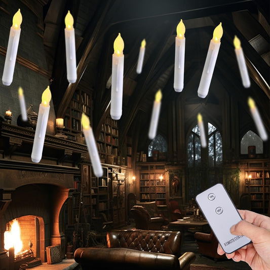 LED Flameless Taper Candles Battery Operated with Remote, Flickering Warm White Light, Set of 12 Fake Candles for Halloween, Christmas, Decoration