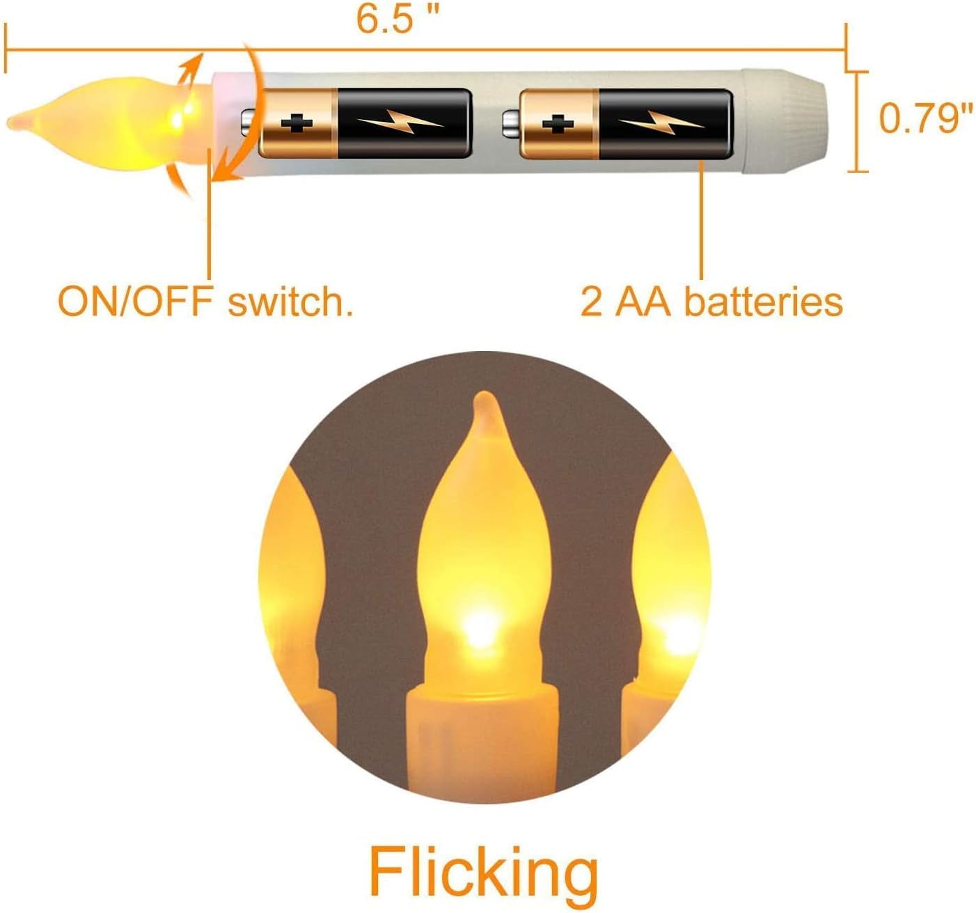 LED Flameless Taper Candles Battery Operated with Remote, Flickering Warm White Light, Set of 12 Fake Candles for Halloween, Christmas, Decoration