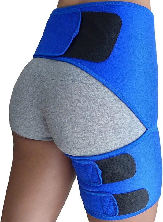 Hip Brace for Sciatica Pain Relief, Thigh Injury, Hip Fleхоr Strain, Pulled Groin Muscles, Hamstring Pull, Sacroiliac SI Joint, Sciatic Nerve, Lower Back Pain - Compression Ortho Support Stabilizer Wrap for Men, Women (Blue)